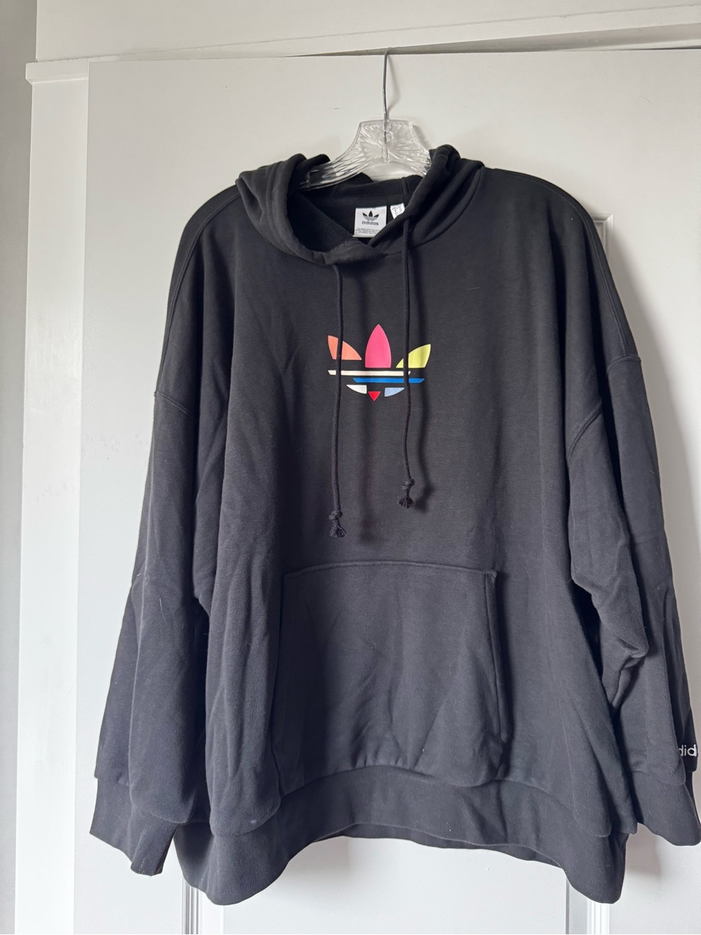 adidas Black Hoodie with Monochrome Trefoil Tag EUC